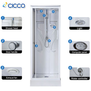 Salle de bain carré petit 82x82 cm blanc cabine de douche étanche verre dépoli verre trempé coin cabines de douche - Product Image 3