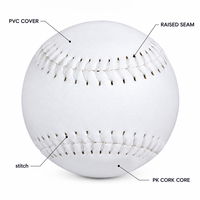 Fabricant de balles de softball en PVC de 11 pouces, 500 000 pièces/mois, noyau en liège durable, couture surélevée blanche, logo personnalisé, OEM, entraînement scolaire, pratique