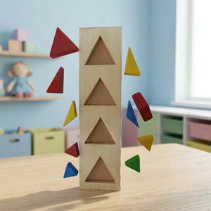 Juguete Educativo Montessori de Madera, Tablero de Clasificación de Formas Geométricas, Triángulos Apilables para Niños - Product Image 1