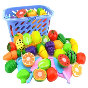 Sıcak satış çocuk plastik oyun pişirme oyuncakları çocuklar simülasyon mutfak meyve sebze kesme oyuncak seti erkek ve kız için