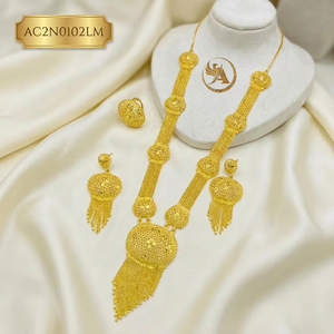 Dubai Style Long Brass Box <b>Chain</b> Charm Necklace Set 24K Gold Plated Classic Fashion Jewelry for Women's Wedding - Product Image 3