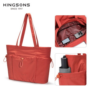 Kingsons Women's Tote Bag Red Water Resistant Nylon Crossbody Bag Everyday Casual Use - Product Image 3