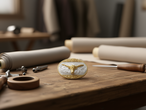 Bottone Rotondo Dorato da Appendere Bianco Grande 4,5 cm in Metallo Placcato Stile Classico - Product Image 2