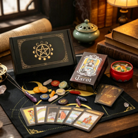 1 ensemble de cartes de tarot artisanales en cristal, imprimées en typographie, thème amour, tendance mode, coffret cadeau avec cristal naturel