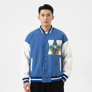 Customized Design Windproof Breathable Varsity Jacket Unisex College Baseball <b>Stand</b> Collar Embroidered Patches Front <b>Drop</b> - Product Image 1