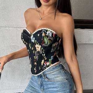 Corsés de encaje sexys para mujer, Tops cortos con hombros descubiertos, camisola sin tirantes ajustada para sexo, corpiño moldeador informal, tanques sin tirantes - Product Image 2