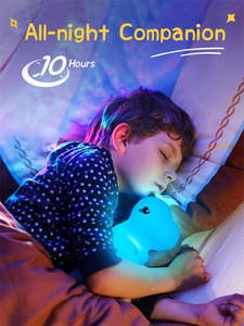 Veilleuse dinosaure ultra douce en silicone, à commande tactile, luminescente dans le noir, à piles, à intensité réglable, lumière LED blanc chaud pour enfants - Product Image 4