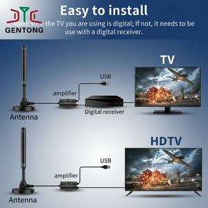 Antenne <span class=keywords><strong>TV</strong></span> numérique intérieure amplifiée à gain élevé 39 dB 4K 1080P avec polarisation verticale et base magnétique pour amplificateur de signal de télévision intelligente - Product Image 3