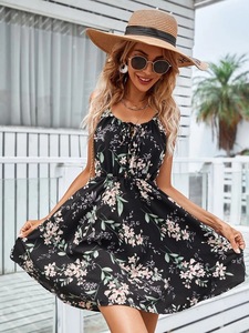 Vestido Casual Elegante de Verano 2024, Diseño ODM/OEM, Sin Mangas, Estampado, Cintura Elástica, Corto y Ajustado para Mujer - Product Image 4