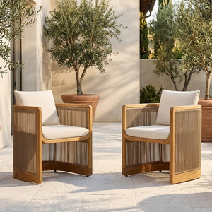 Sillón de Comedor de Teca Sudamericana de Lujo <span class=keywords><strong>para</strong></span> Exteriores, Asiento Ergonómico de Grado Comercial <span class=keywords><strong>para</strong></span> Proyectos de Hoteles y Resorts de Lujo - Product Image 1