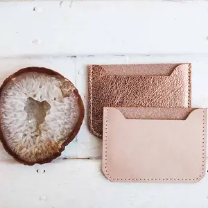 Dompet kulit asli lembut dan koin dengan dua slot kartu kredit