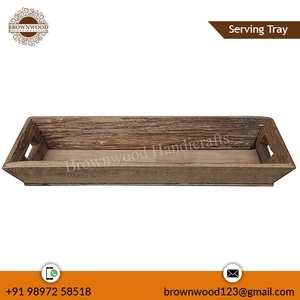 Bandeja de servicio larga rectangular de madera de fabricante indio con asas Bandeja de estilo antiguo de la mejor calidad para uso en comedor y servicio - Product Image 3