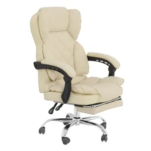 De gros chaise d&#39;ordinateur en cuir crème-Chaise de bureau pivotante en cuir, fauteuil de luxe en plastique, pas cher, pour ordinateur
