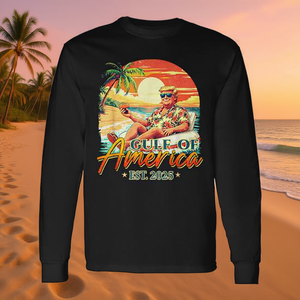T-shirt a maniche lunghe Gulf Of America Est 2025 con design retrò da spiaggia - Product Image 3