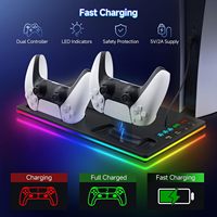 Support de charge double pour manettes avec ventilateur de refroidissement RGB coloré de haute qualité pour console PS5 / Slim / Pro