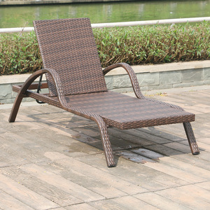 Bền không thấm nước mặt trời giường PE mây wicker khung nhôm vườn Chaise phòng chờ ghế ngoài trời bãi biển hồ bơi ghế tắm nắng - Product Image 4