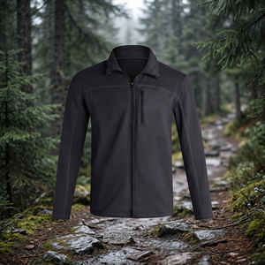 Veste longue en polaire pour homme, col montant, décontractée, chaude, zippée, douce, épaisse, pour l'hiver, broderie prête à l'emploi, légère et confortable - Product Image 4
