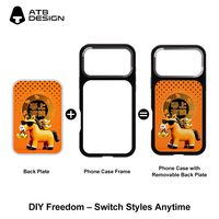 Coque de téléphone ATB 3D à impression UV avec dos détachable en TPU PC, personnalisable, pour iPhone 17 16 15 14 13 Pro Max Plus Air