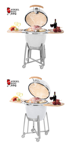 SEB Kamado 21 İnç Modern Seramik Kömürlü Füme Izgara Elektronik Ateşleme Yapışmaz Yüzeyli Açık Hava Barbeküsü Taşınabilir Kamp İçin - Product Image 3