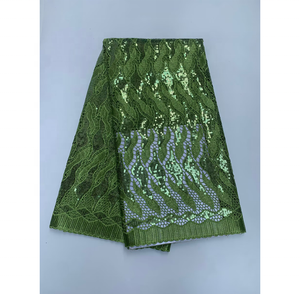 Tissu en dentelle guipure africaine à prix de gros, très vendu, brodé de sequins argentés pour <span class=keywords><strong>robe</strong></span> de soirée femme - Product Image 6