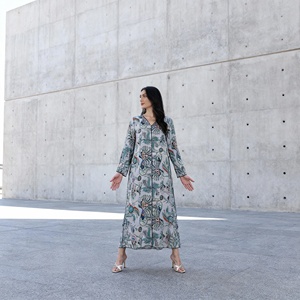 Premium Custom Elegant Print Polyester Abaya Dress for Muslim Women <b>Evening</b> Party Wholesale - Product Image 3