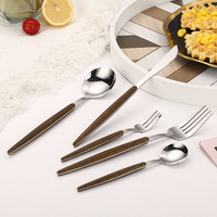 Bois Motif Poignée Argenterie Maison En Acier Inoxydable Portugal Couverts Vaisselle Cuillère Fourchette Couteau Couverts Ensemble