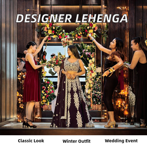 ชุดเลเฮนกาโชลีแบบดั้งเดิม ปักลายด้วยมือ ทรงเข้ารูป ผ้าเน็ต ผ้าคลุมไหล่ สำหรับฤดูหนาวและฤดูร้อน เหมาะสำหรับงานปาร์ตี้และโอกาสต่างๆ ดีไซน์ล่าสุดจากดีไซเนอร์ - Product Image 2