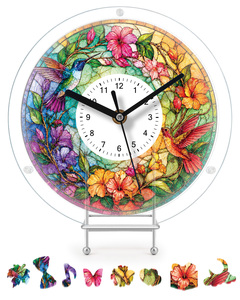 Colorful Bird Flower Stained Glass Style Acrylic Jigsaw Puzzle <b>Clock</b> Stand Up Desktop <b>Clock</b> <b>Art</b> Craft DIY Puzzle Gift For Home D - Product Image 6