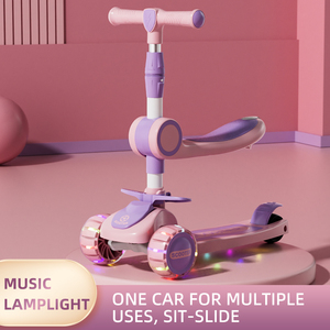 Trẻ em có thể gập lại Skateboard phong cách xe tay ga lứa tuổi 3-10 chiều cao điều chỉnh chỗ ngồi thoải mái Ba Phát Sáng Led bánh xe - Product Image 4