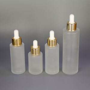 Flacon compte gouttes en verre dépoli, portable, à épaules plates, disponible en or rose, noir, argent, blanc, 20ml, 30ml, 50ml, 60ml, 80ml - Product Image 1