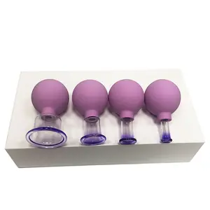 Set di coppette per il viso in vetro con ventosa sottovuoto in Silicone Set di terapia linfatica Set di coppettazione professionale per il viso