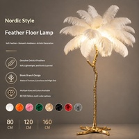 Lampe sur pied en plumes d'autruche nordiques de luxe, en résine dorée, LED, style moderne minimaliste, pour salon et chambre à coucher