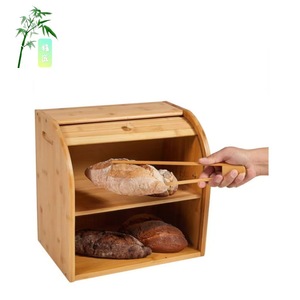 Caja de pan de bambú con puerta enrollable rectangular para almacenamiento de aperitivos y pan en la cocina - Product Image 3