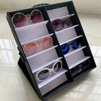 Vente en gros de valises de lunettes de mode boîtes d'affichage portables à fente 12/18 pour lunettes boîte de rangement pour lunettes à doublure souple avec logo personnalisé