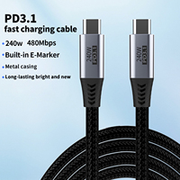 Cable USB-C de Nailon Trenzado de 240W PD3.0 con Carga Rápida de 3A, 3FT/6FT, para Computadora, Teléfono Móvil, Reloj Inteligente, Automóvil y Banco de Energía
