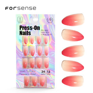 Forsense 24 pièces en forme d'amande presse verte sur les ongles avec de la colle et une lime avant la conception pointes des ongles femmes faux ongles colle sur les ensembles coréens - Product Image 3