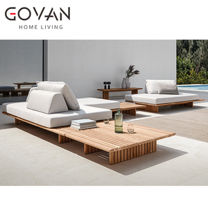 Phong Cách Hiện Đại Ngoài Trời Duy Nhất <span class=keywords><strong>Sofa</strong></span> Kháng Gỗ Tếch UV-Chống Nước Chịu Mài Mòn Đệm Bằng Gỗ Sống Đồ Nội Thất Nhà - Product Image 5