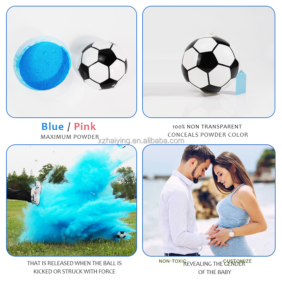 Ballon De Football Révélation Sexe Bébé - Poudre Bleue Ou Rose - Kit Avec Coque Et Poudre - Animation Fête Originale
