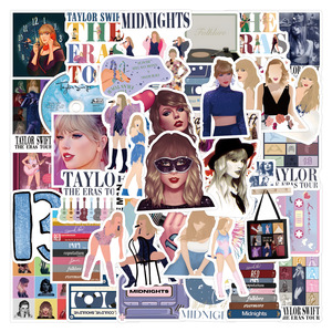 50-60 autocollants mixtes de style graffiti et dessin animé sur le thème de l'album Folklore et <span class=keywords><strong>Evermore</strong></span> de la chanteuse populaire <span class=keywords><strong>Taylor</strong></span> <span class=keywords><strong>Swift</strong></span> - Product Image 2
