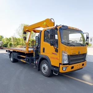 HOWO 4x2 Camion de remorquage à plateau avec grue télescopique, dépanneuse à plateau coulissant avec élévateur sous châssis - Product Image 2
