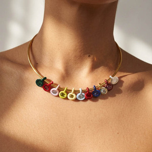 Mini pendentif ovale en émail avec breloques <span class=keywords><strong>colonne</strong></span> <span class=keywords><strong>de</strong></span> cristal couleur macaron et pierre <span class=keywords><strong>de</strong></span> naissance, collier <span class=keywords><strong>de</strong></span> fête mignon pour femme, bijoux DIY - Product Image 4