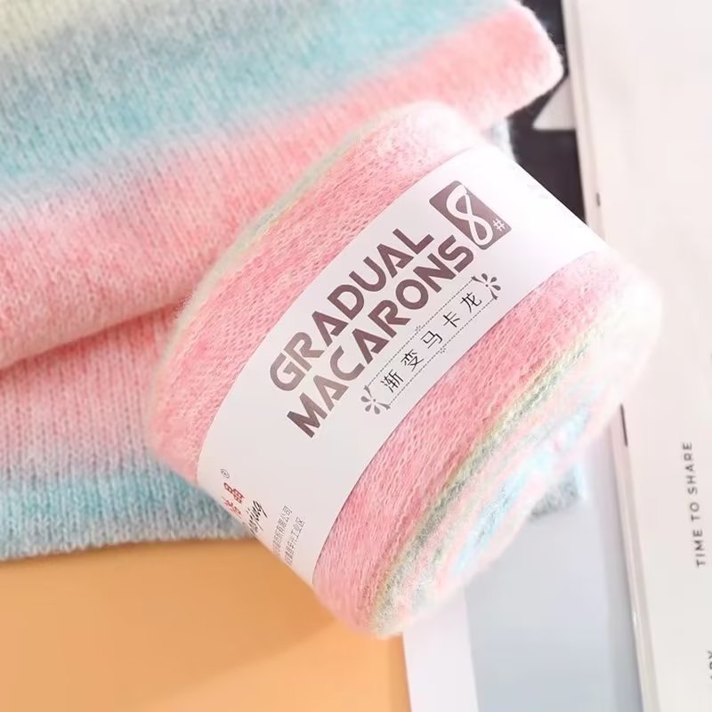 Fil à Tricoter 500g 30% Mohair - Cône Gris Noir Aiguille 4 - Laine 4 Saisons