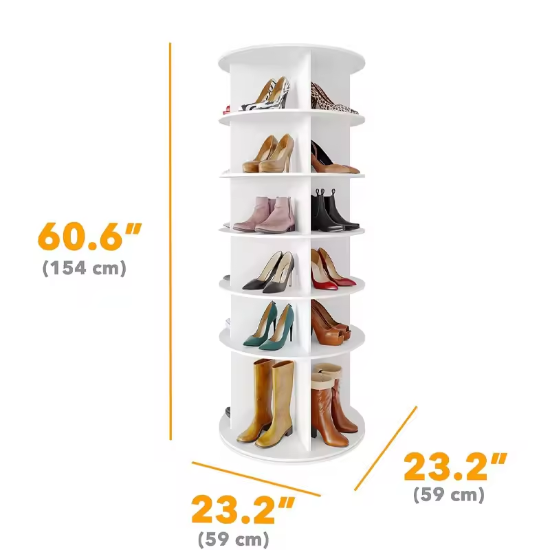 Modela un zapatero giratorio de 6 niveles [con compartimento para botas].