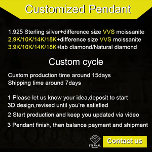 Liontin Berlian Moissanite VVS Custom Pabrik, Perak S925, Emas Solid 9k 10k 14k 18k, Liontin Huruf Kursif Bertabur Kristal - Product Image 6