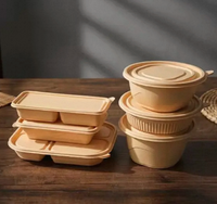 Contenants d'emballage alimentaire à emporter, écologiques, jetables, biodégradables, en amidon de maïs, recyclables, boîte à lunch de 1500 ml avec couvercle, utilisable au micro-ondes