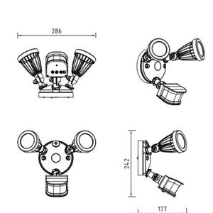 Luminaria LED de calle para exteriores de aluminio fundido a presión con doble cabezal, 24W, 2700-6500K, con sensor de movimiento PIR de seguridad. - Product Image 5