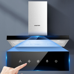 <span class=keywords><strong>Cappa</strong></span> aspirante da soffitto per mercato UE/USA, design unico, forte pressione del vento, in vetro temperato, con condotto, per cucina - Product Image 6