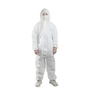 핫 세일 일회용 비 짠 45Gsm SMS PP Coverall 사용자 정의 보호 산업 Coverall 후드