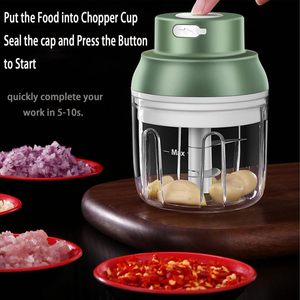 Kitchen Household Multi-functional Glass Container Garlic Ginger Spice Chili Vegetable Onion Mini USB Powered 300ml Capacity - Product Image 4