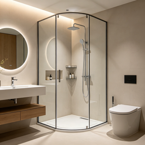Cabine de <span class=keywords><strong>douche</strong></span> robuste en verre trempé épais avec profilés en aluminium, cabine intégrée gain de place - Product Image 4